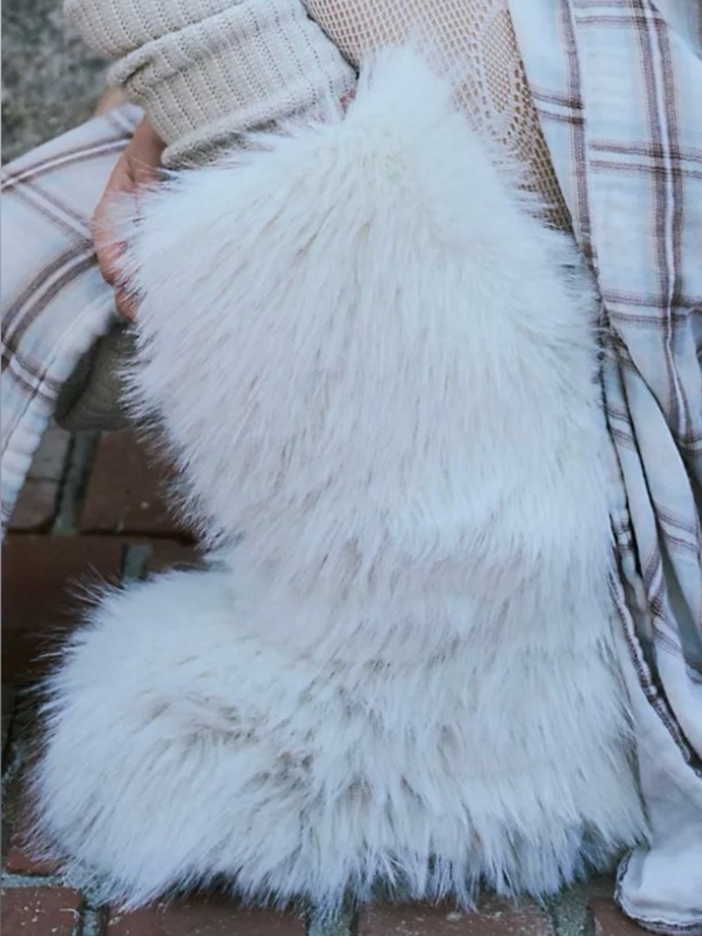 Free People White Faux Fur Winter Boots